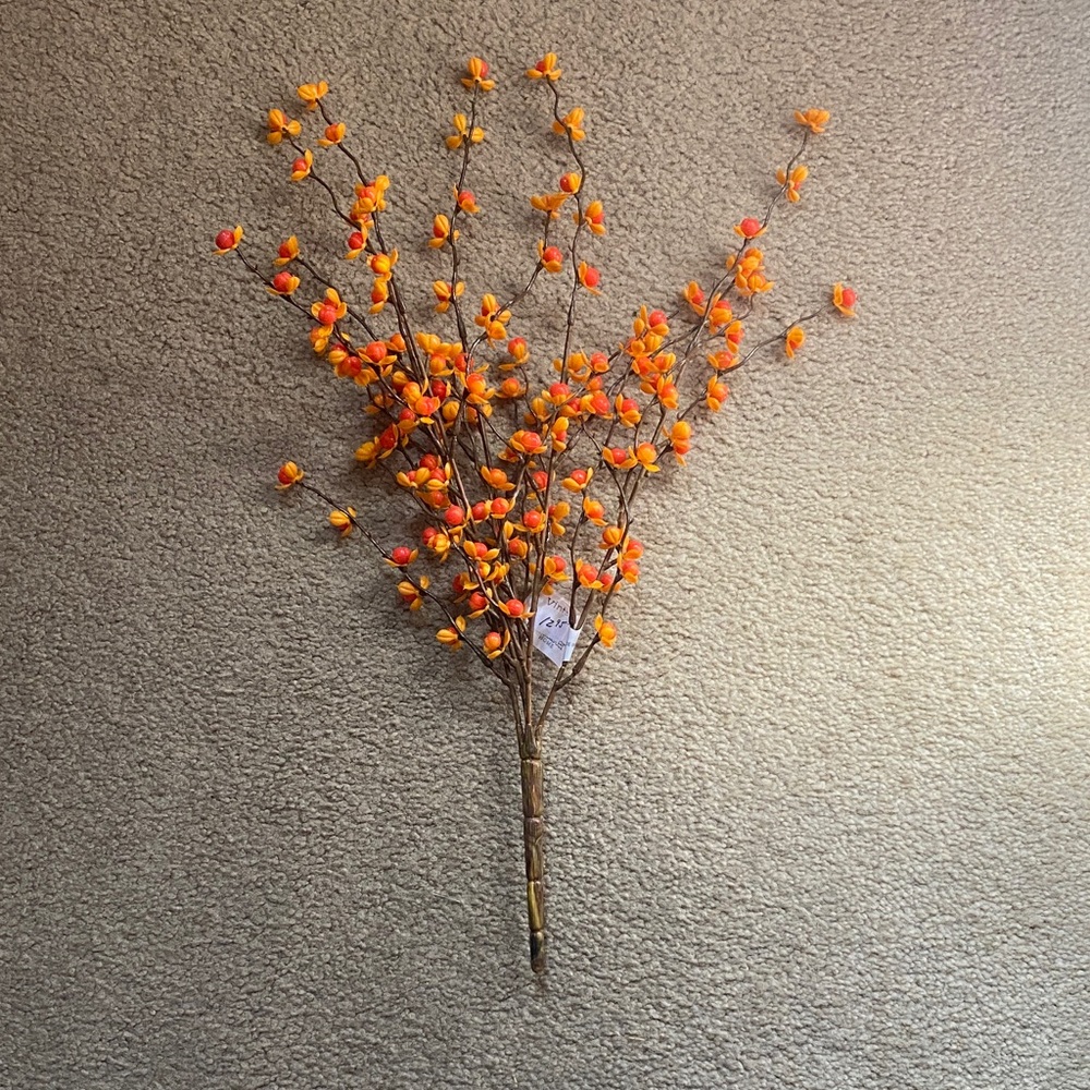 Orange and Red Bittersweet Faux Floral Branch